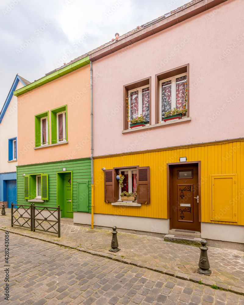Fototapeta premium Colorful apartment building in Amiens, France.