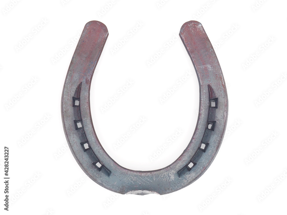 Lucky metal horseshoe isolated on white background