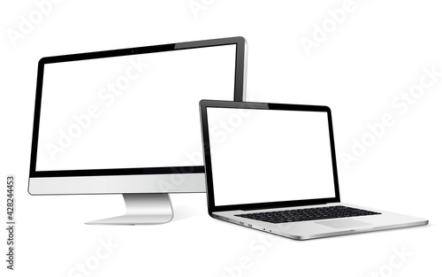 Computer display with laptop mock up