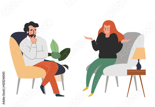 vector flat style modern illustration psychologist psychotherapy