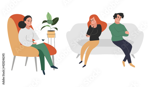 vector flat style modern illustration family therapy