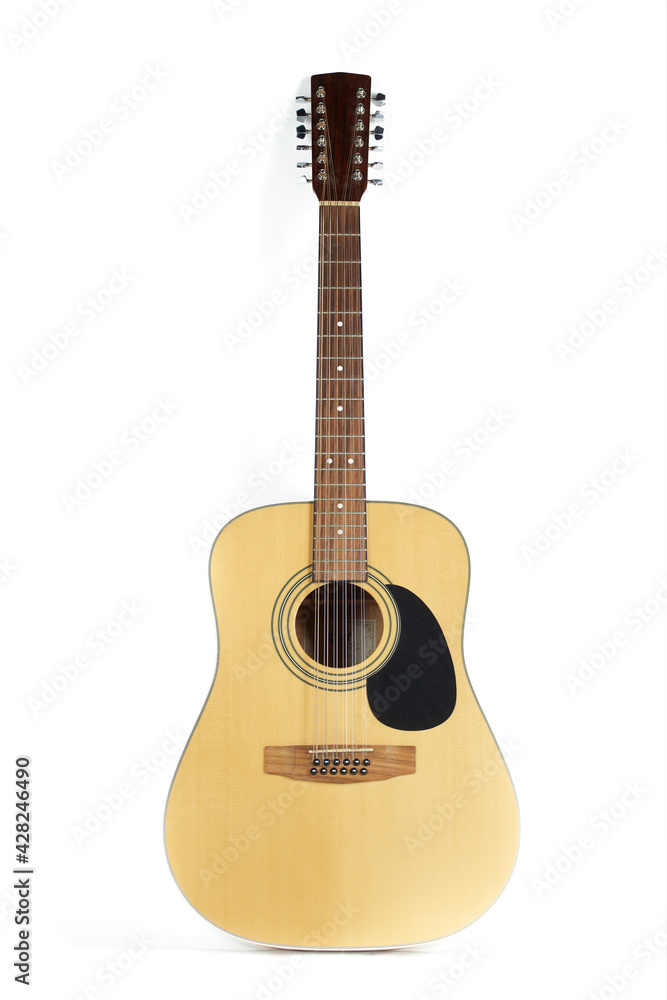 Acoustic twelve-string guitar isolated on white background