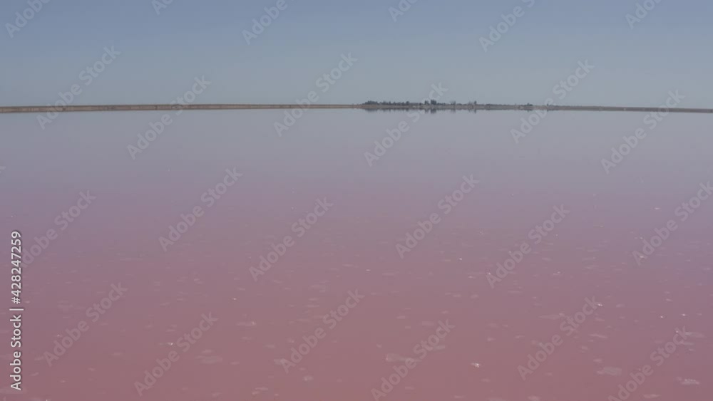 aerial view. view from flying drone on green water with waves in Azov sea, Ukraine. Climate changing, pollution water and environment. pink salt lake aerial view. view from flying drone on green water with waves in Azov sea, Ukraine. Climate changing, pollution water and environment. pink salt lake