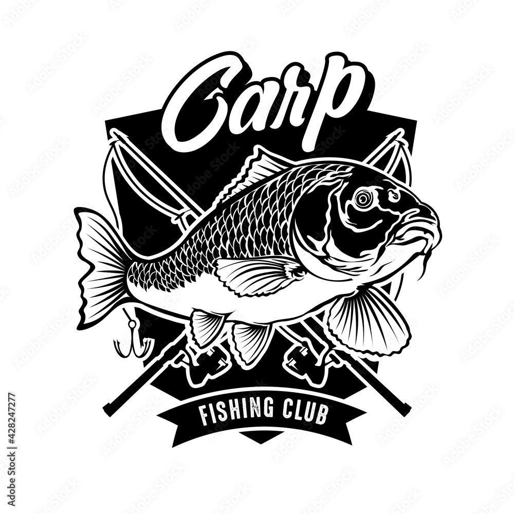 Vektorová grafika „Carp fishing logo vector illustration, perfect