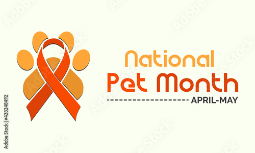 National Pet Month Observed on Annual Calendar of Every May Month Awareness Vector Illustration. Banner, Poster International Awareness Campaign Template.