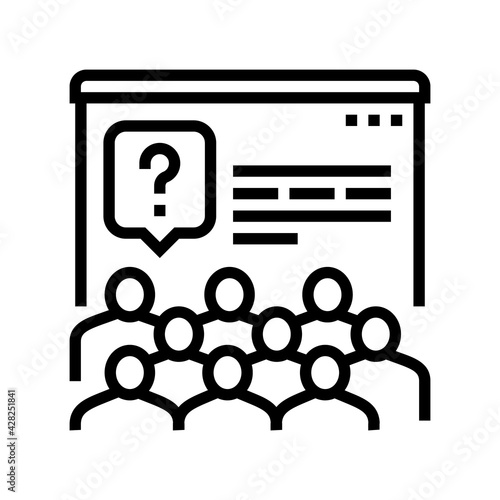 tasks for discussion on forum line icon vector. tasks for discussion on forum sign. isolated contour symbol black illustration