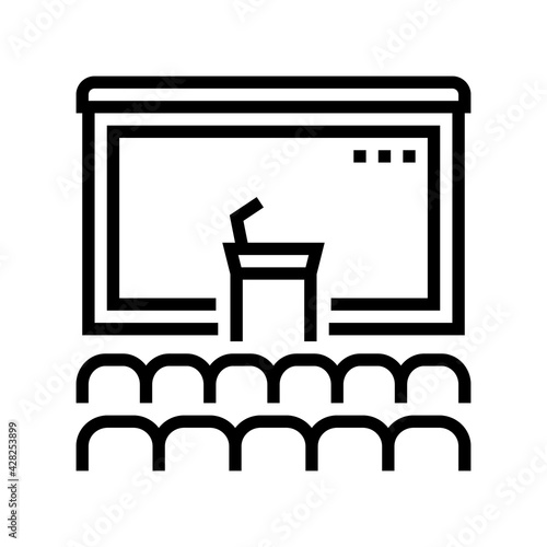 conference hall line icon vector. conference hall sign. isolated contour symbol black illustration