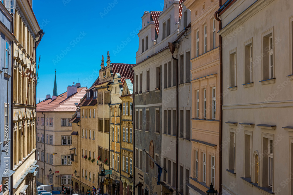 PRAGUE, CZECH REPUBLIC, 31 JULY 2020: street in the historic center