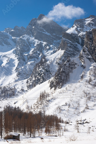 Snowy landscape in Pian della Mussa mountain, Piedmont, Italy © Stefano Zaccaria