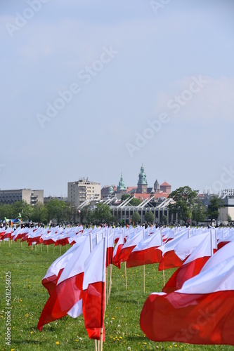 swieto flagi na Bloniach, święto narodowe, 1 majowe, 3 maja, flaga Polski, symbol narodowy, Kraków photo