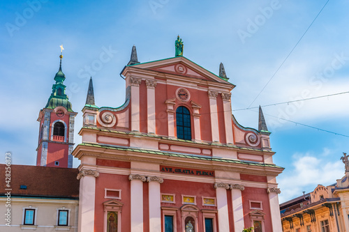 Red Church in Ljubljana Historic Center, Slovenia
