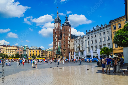 KRAKOW, POLAND, 17 JULY 2018: Rynek Glowny square