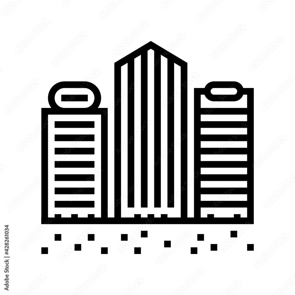 public and business zone land line icon vector. public and business zone land sign. isolated contour symbol black illustration
