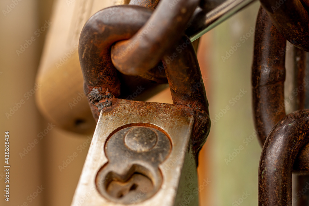 Locks and Metal Rusty Chains without key Locks and Metal Rusty Chains without key
