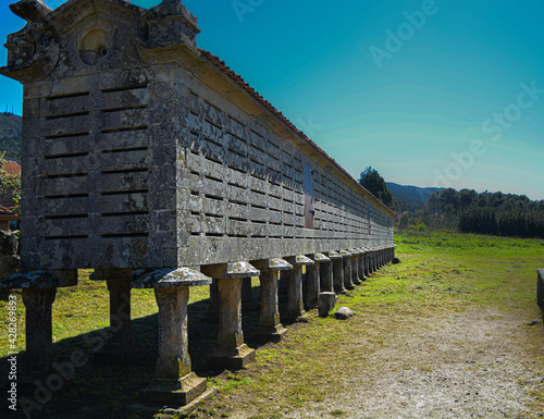 Closeup of an old historical granary in Carnota, Spain