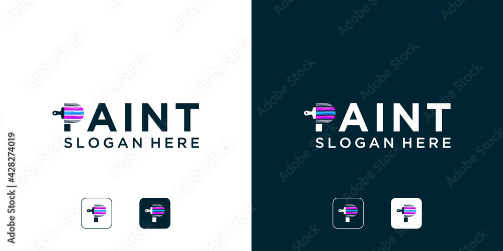 Painting logo design with initial letter p concept colorful Painting logo design with initial letter p concept colorful