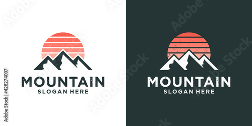 Mountain expedition adventure logo design