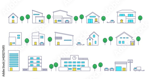 シンプルな街並み　夏