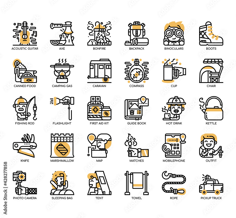 Set of Backpacker thin line and pixel perfect icons for any web and app project.