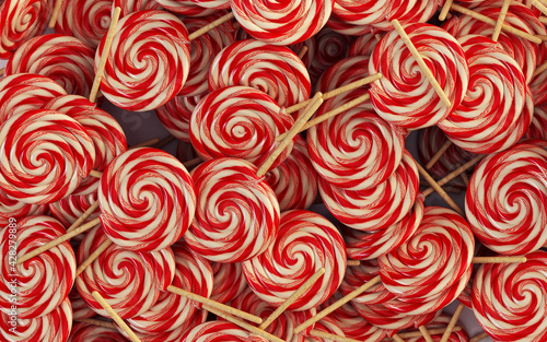 3d Illustration Sweets Lollipops Abstract Background with Clipping Path.