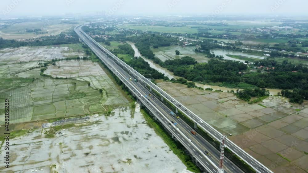 Traffic on elevated highway and tollway in Jakarta Traffic on elevated highway and tollway in Jakarta