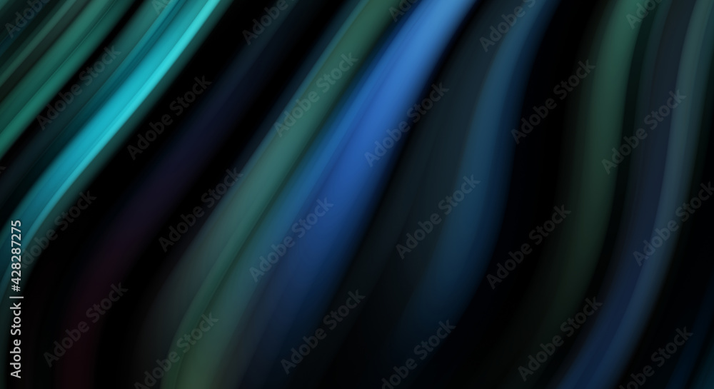 Fototapeta premium Colorful smooth lines on black background. Liquid and fluid vibrant color waves flowing in the dark. Graphic illustration for wallpaper, banner, background, card, book, cover, poster, banner, brochure