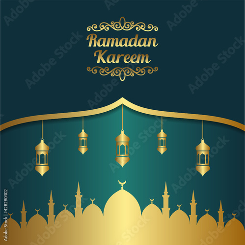 Ramadan Kareem islamic lantern background vector design