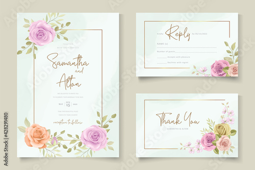 Elegant floral wedding invitation design with beautiful floral