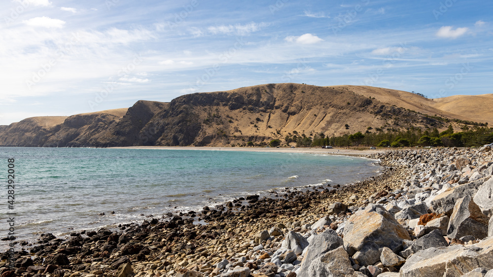 The breakwater and coastline at Rapid Bay on the Fleurieu Peninsula South Australia on April 12th 2021 The breakwater and coastline at Rapid Bay on the Fleurieu Peninsula South Australia on April 12th 2021