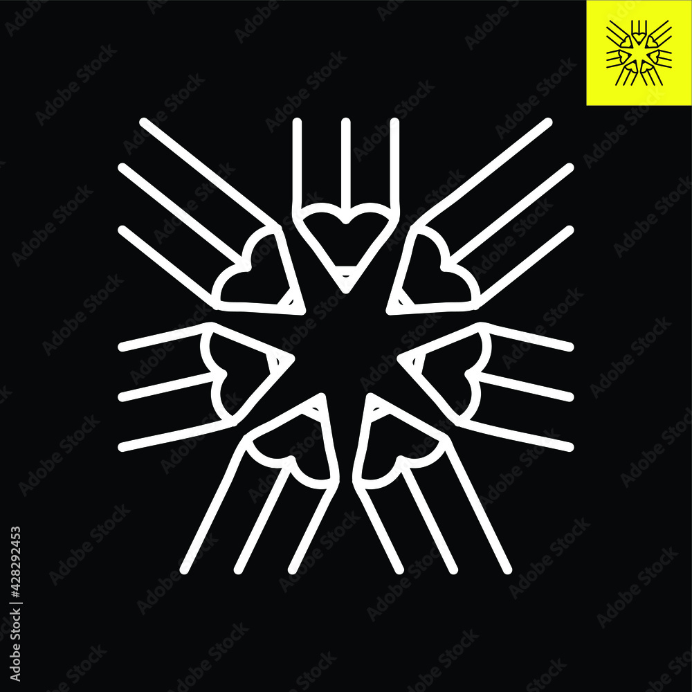 7 Pencils logo design in Line Art Style that form star-shape, Logo vector in EPS 8 7 Pencils logo design in Line Art Style that form star-shape, Logo vector in EPS 8