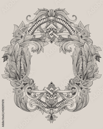 vintage baroque frame with flora ornament
