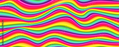 Flowing wavy lines. Stripe pattern in rainbow color. Vector illustration