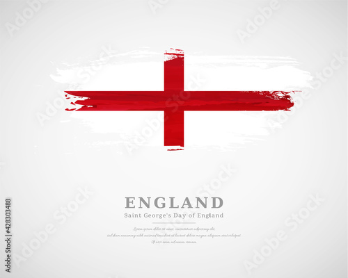 Happy saint georges day of England with artistic watercolor country flag background