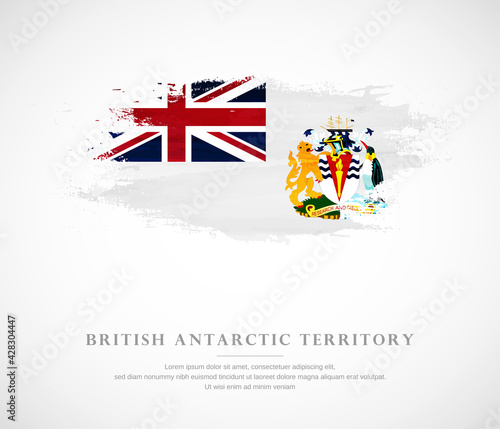 Abstract watercolor brush stroke flag for national day of British Antarctic Territory