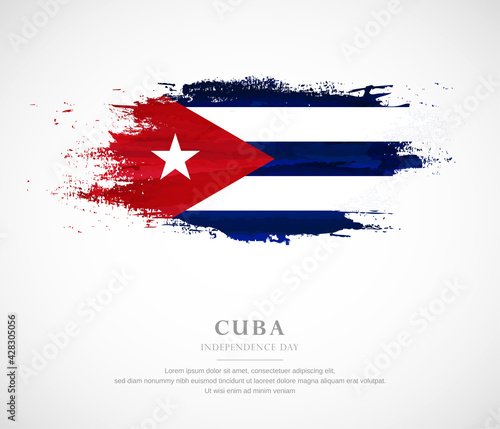 Abstract watercolor brush stroke flag for independence day of Cuba