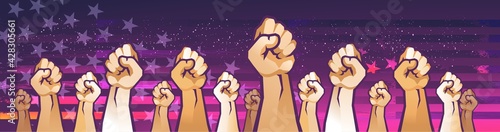 demonstration protesters rally vector banner