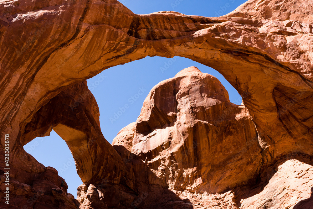 Scenic view of the Double Arch in Arches National Park - Moab, Utah, USA