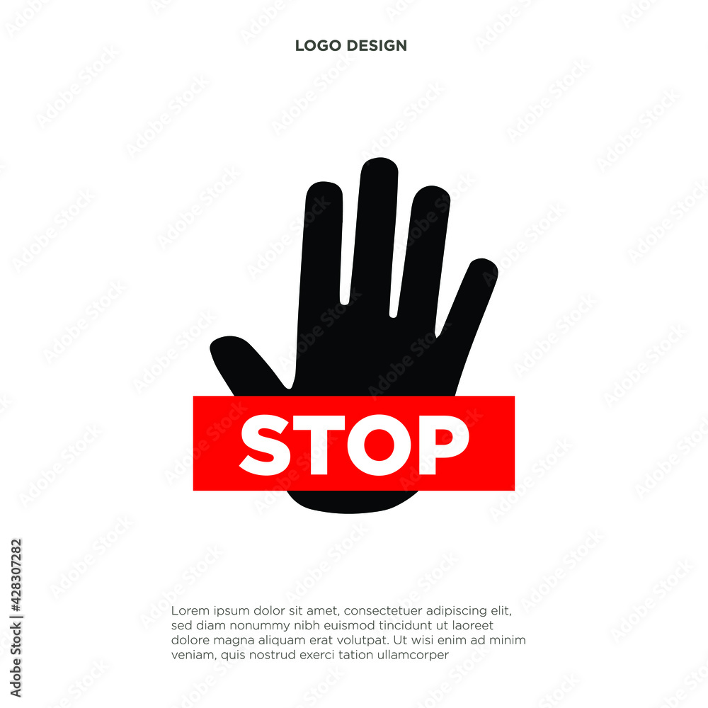 Hand forbidden sign, no entry, do not touch, dont push, off limits, vector icon Hand forbidden sign, no entry, do not touch, dont push, off limits, vector icon