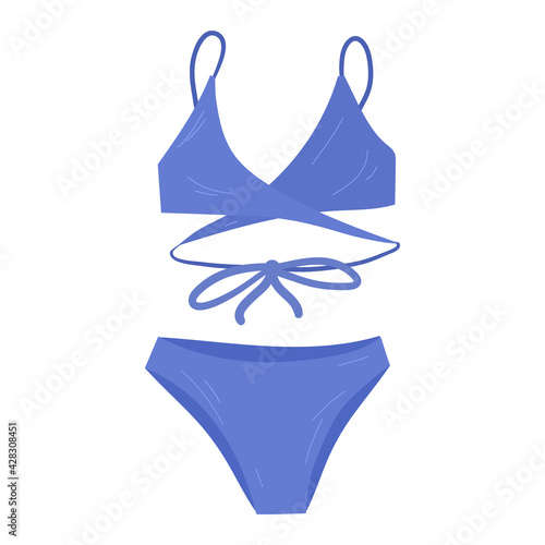 Blue woman swimsuit Vector hand drawn