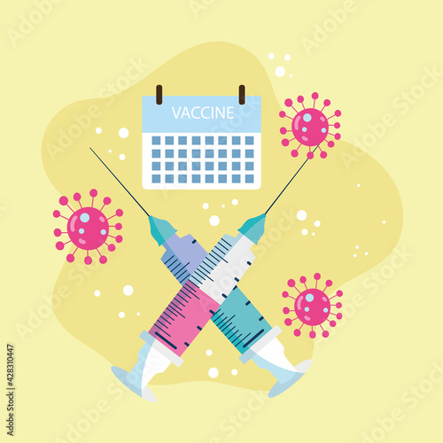 Fototapeta Naklejka Na Ścianę i Meble -  vaccination syringe calendar