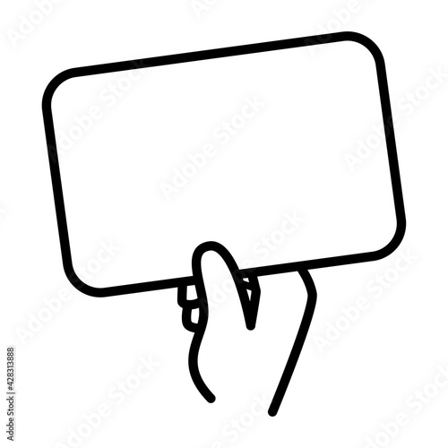 白紙の名刺のような紙を持った手のイラスト。