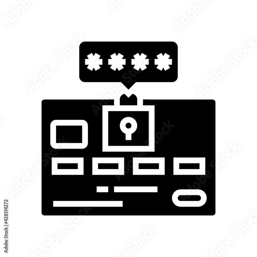 pin code card glyph icon vector. pin code card sign. isolated contour symbol black illustration