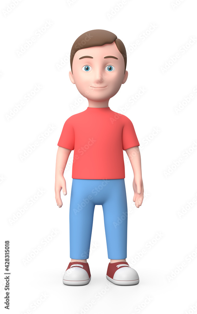 Young Boy. 3D Cartoon Character. Isolated on White Young Boy. 3D Cartoon Character. Isolated on White