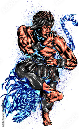 silat matrial art with tiger power and knife weapon