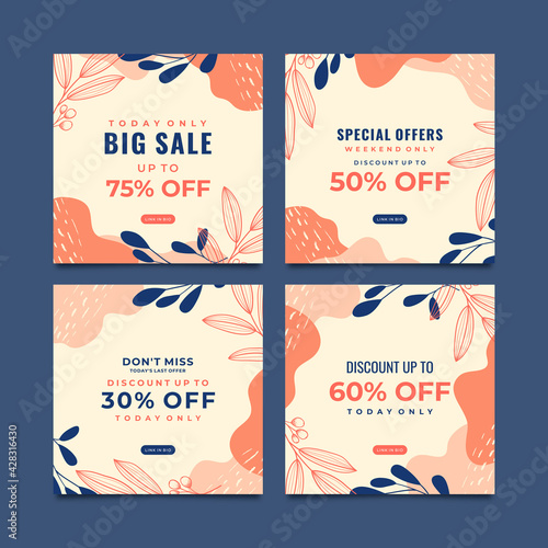 Spring instagram promotional square post template