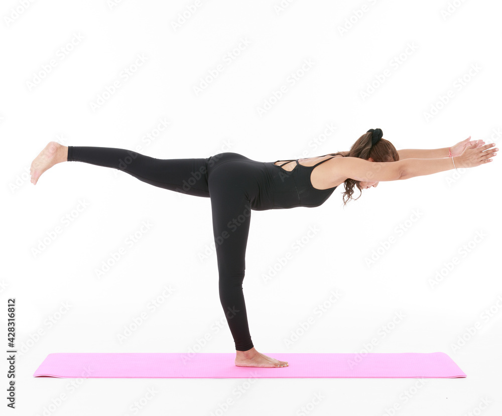 Asian woman exercise and stretching body with yoga pracetice. Concept for health and balance life