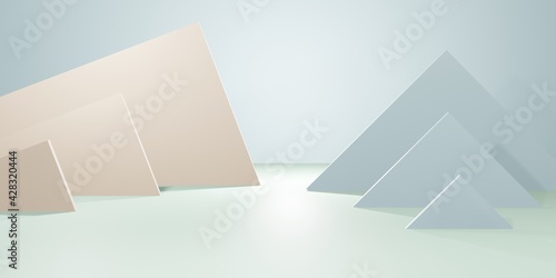 3D Render Triangle shape minimal wall background  with light and shadow  3d illustration 