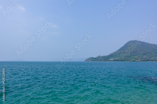 Ocean view from Setoda Sunset beach at Ikuchi island in Onomichi-city, Hiroshima, Japan