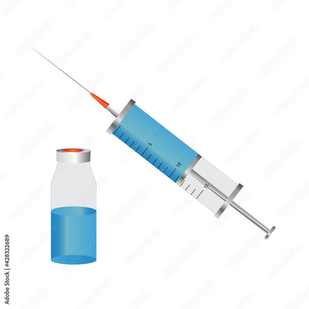 Syringe and flask with vaccine Syringe and flask with vaccine