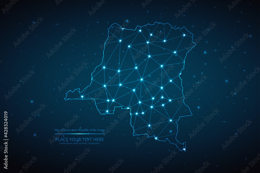 Abstract map of Democratic Republic of the Congo geometric mesh ...